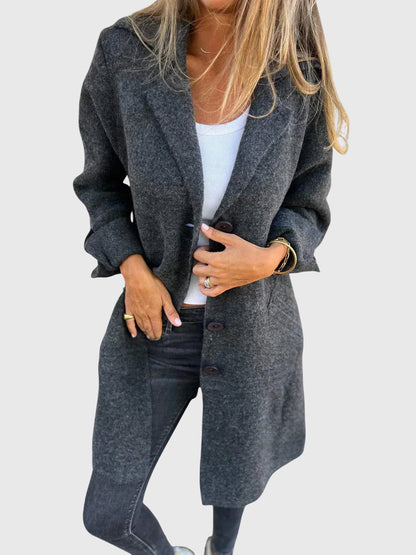 Milena | Płaszcz Różowy Dzianinowy z Klapami Oversize Midi Damski